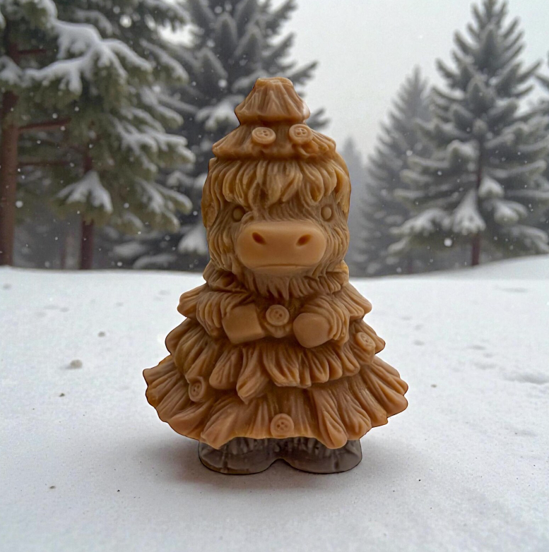 Christmas Highland Cow Wax Melt – Cranberry Candy Cane Scent