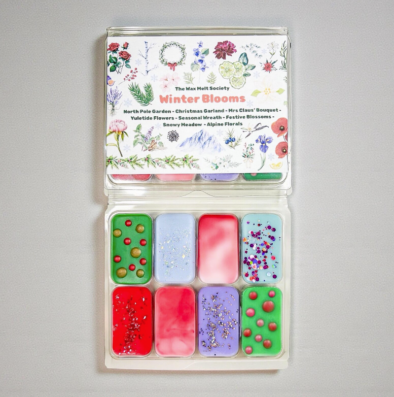 Christmas Wax Melt Gift Set - Winter Blooms - 8 Festive Scents - • Floral • Clean • Fresh fragrance/scents