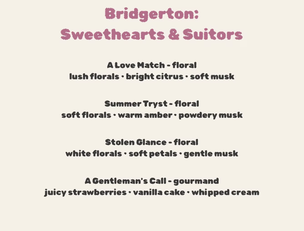 Bridgerton Luxury Wax Melt Set (Sweethearts & Suitors) - 8 Scents